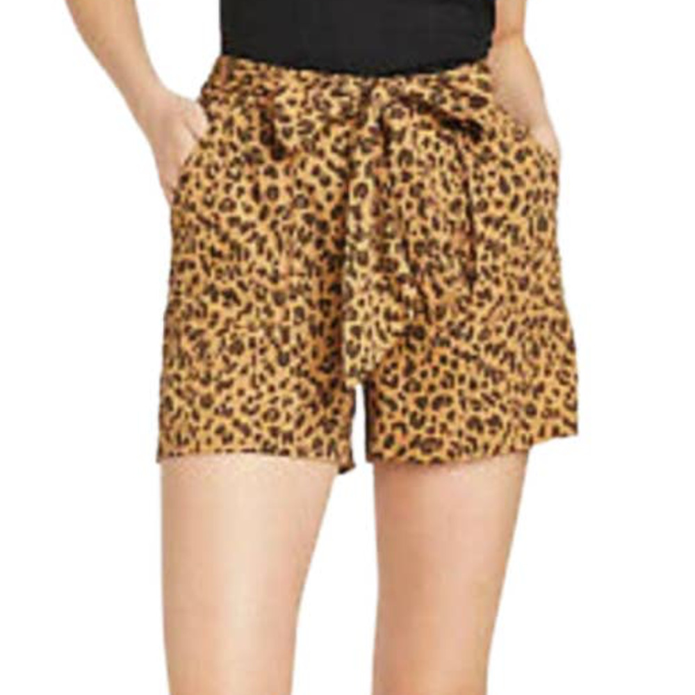 A NEW DAY BROWN LEOPARD PRINT WITH BELT AND POCKETS HIGH RISE SHORTS SMALL